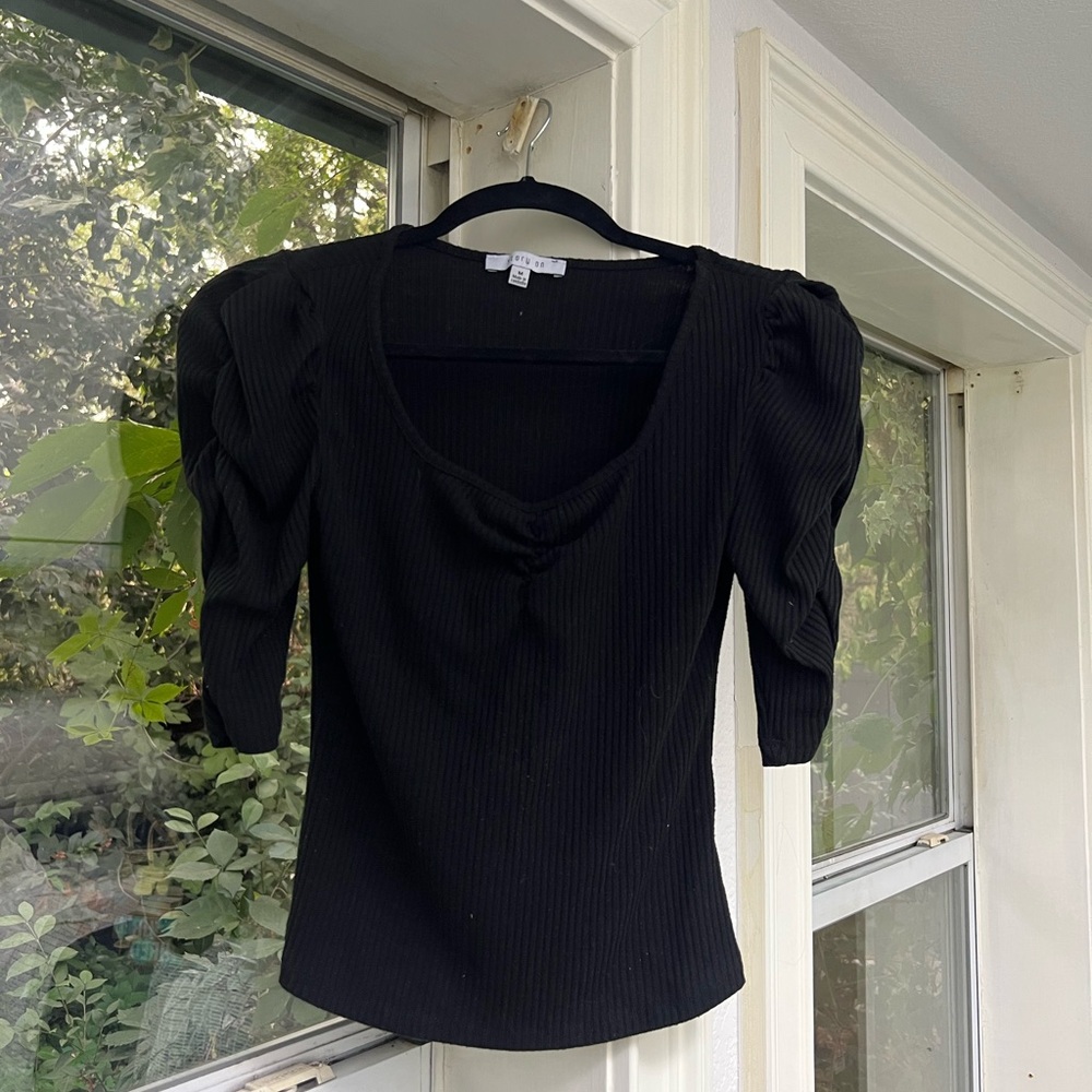 Black Ribbed Women's Top